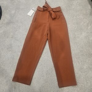 WILFRED Plaid Tie Front Jallade Work Pants Slacks Moroccan Spice 0 Aritzia NWT